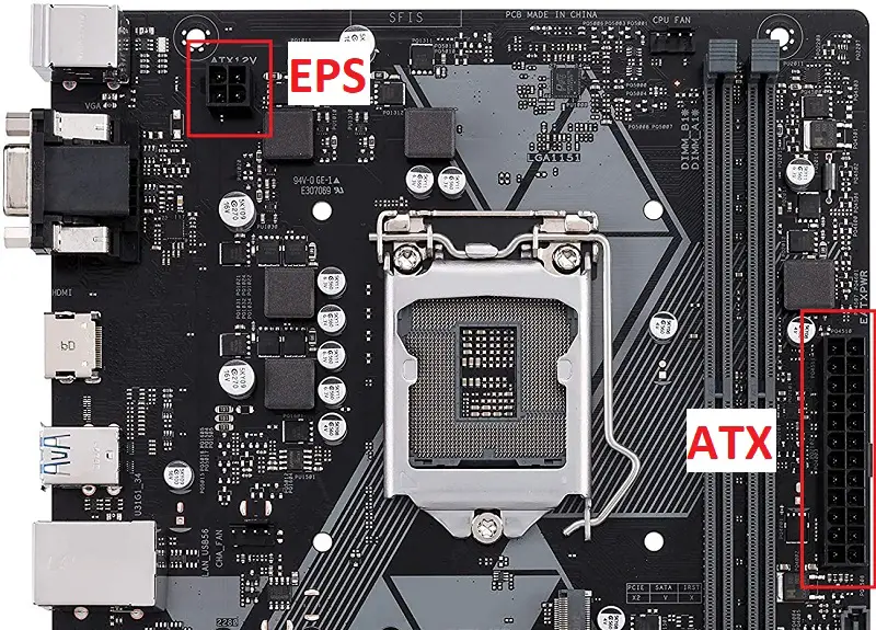 Asus Prime H310M-E R2.0 Power Connectors