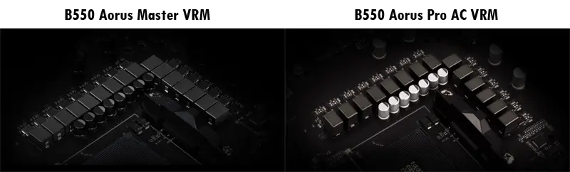 B550 Aorus Master VRM vs B550 Aorus Pro AC VRM