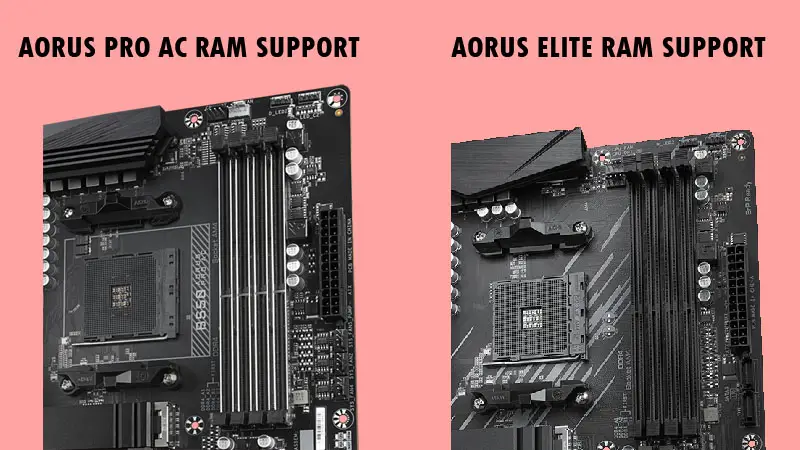  B550 Aorus Pro AC vs Aorus Elite Ram Support