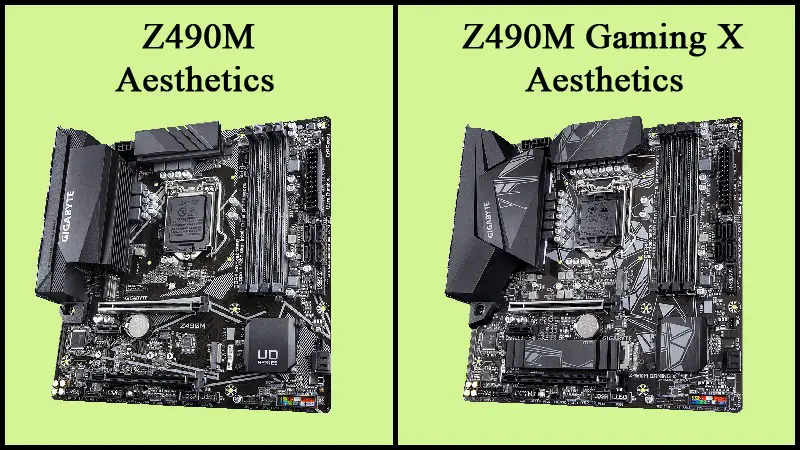 Z490M vs Z490M Gaming X Aesthetics