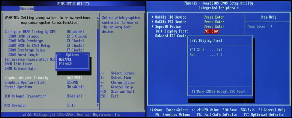 Bios display output