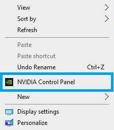 Nvidia Control Panel from Desktop
