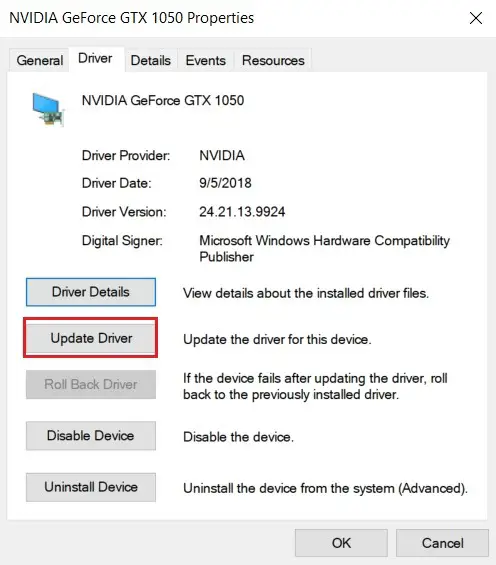 Update Graphics Driver Windows 10