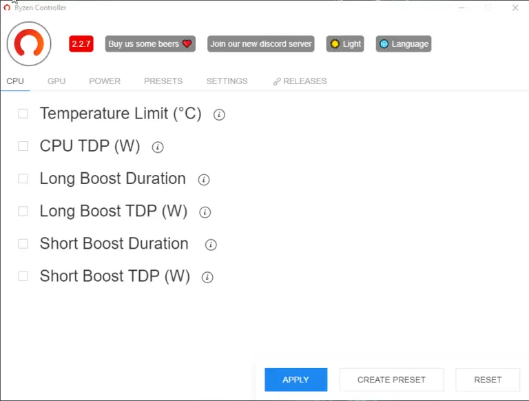presets ryzen controller