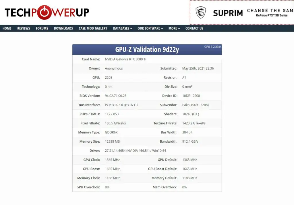 RTX 3080 Ti Specs GPU-Z