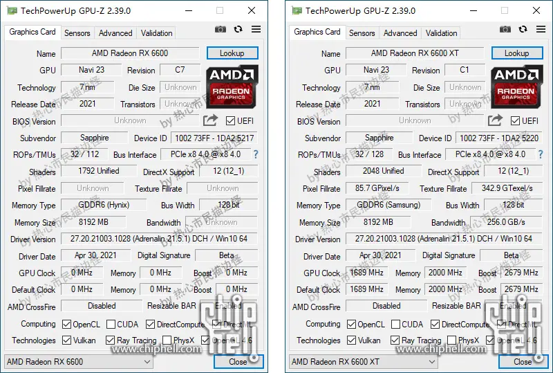 RX 6600 6600 XT specs