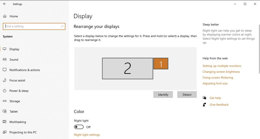 Display settings