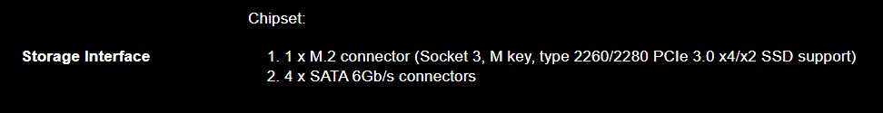 motherboard storage specs