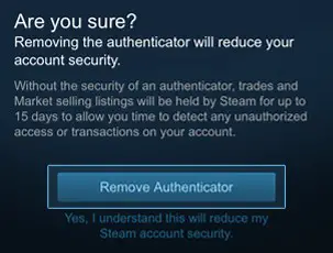 Confirm removal of authenticator