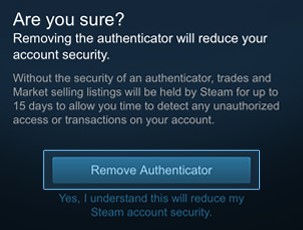 Confirm removal of authenticator