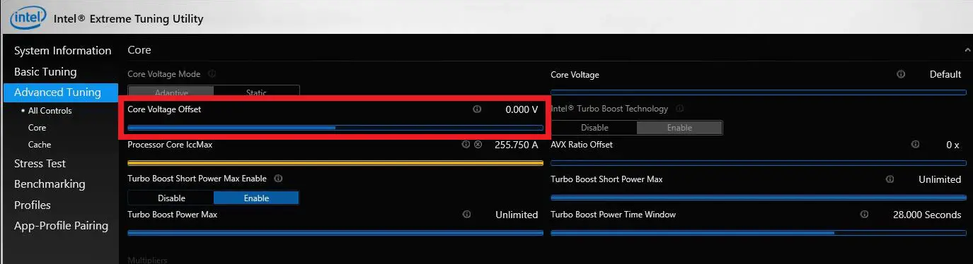 Intel XTU undervolt