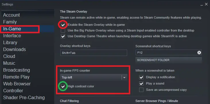 Steam Overlay settings
