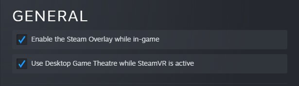 Steam general tab