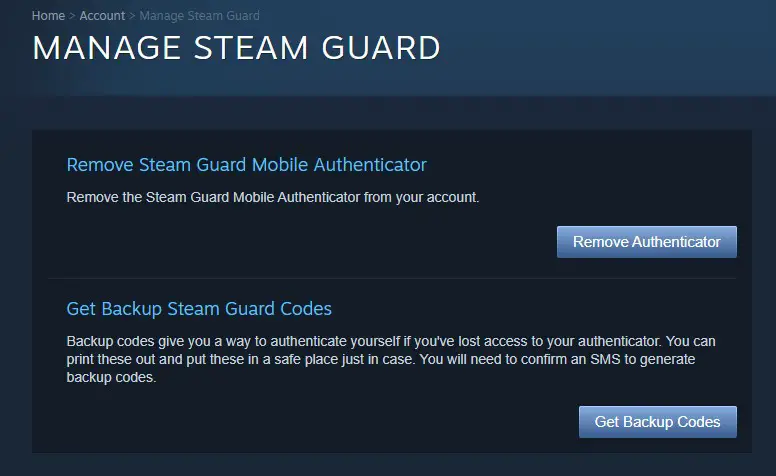 manage steam guard