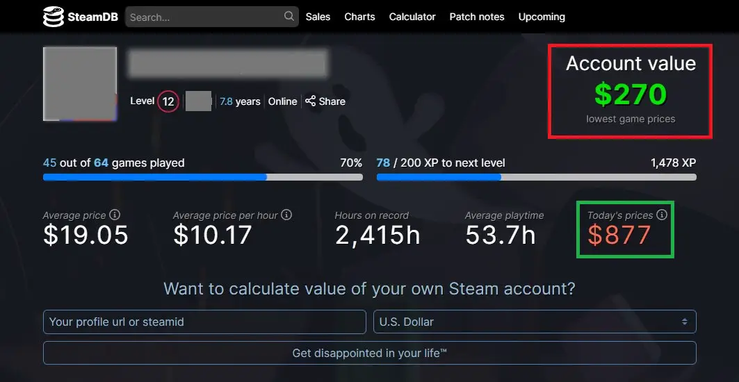 steam account value steamdb