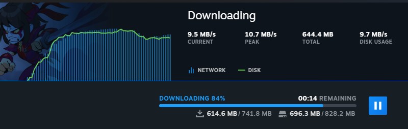 Steam download and disk usage