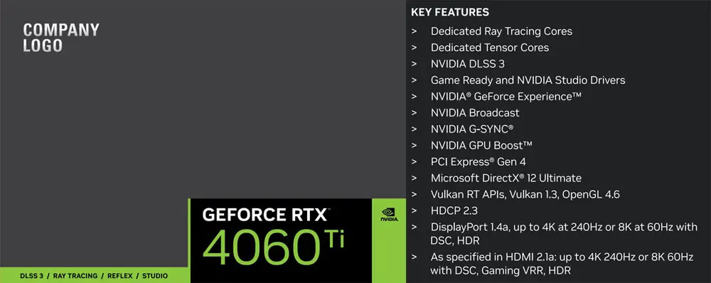 RTX 4060 Ti box and specs