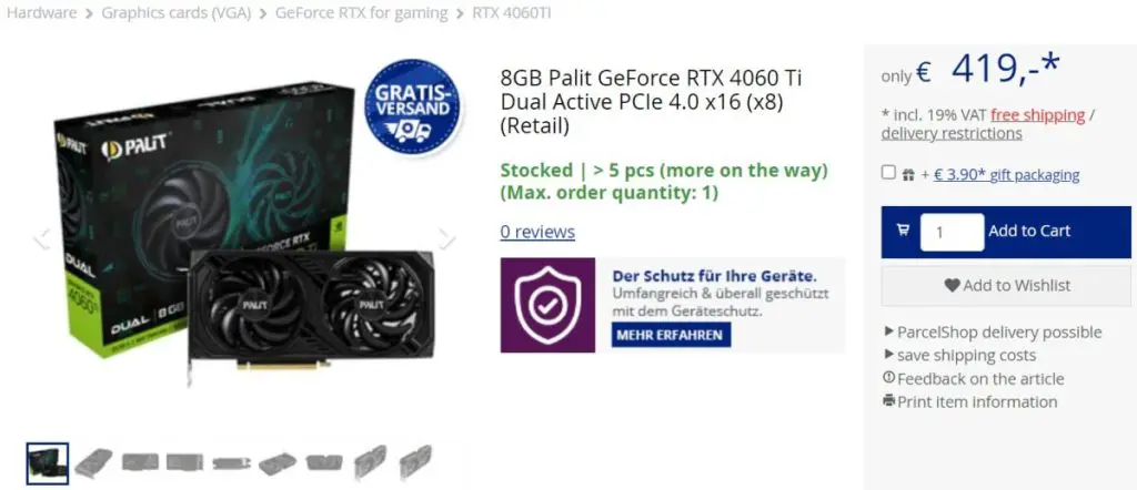 Palit RTX 4060 Ti 419