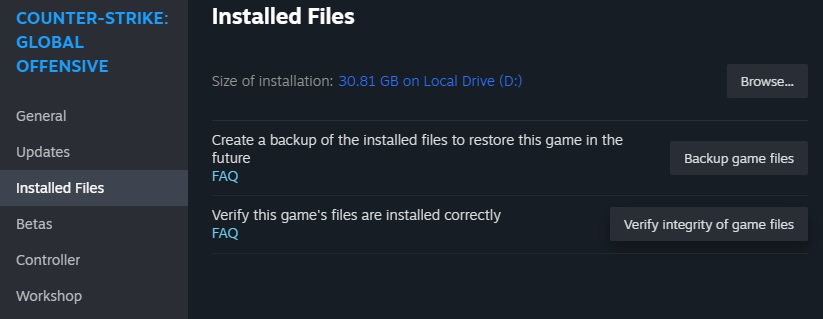 Verify integrity of game files