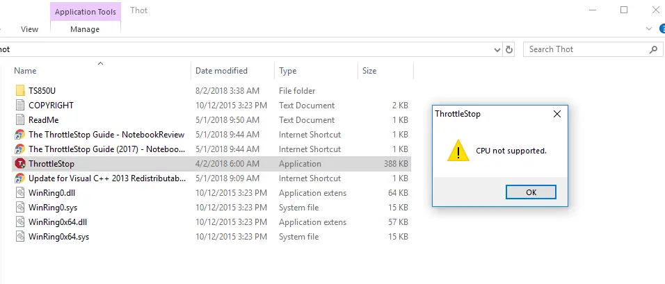 throttlestop cpu not supported